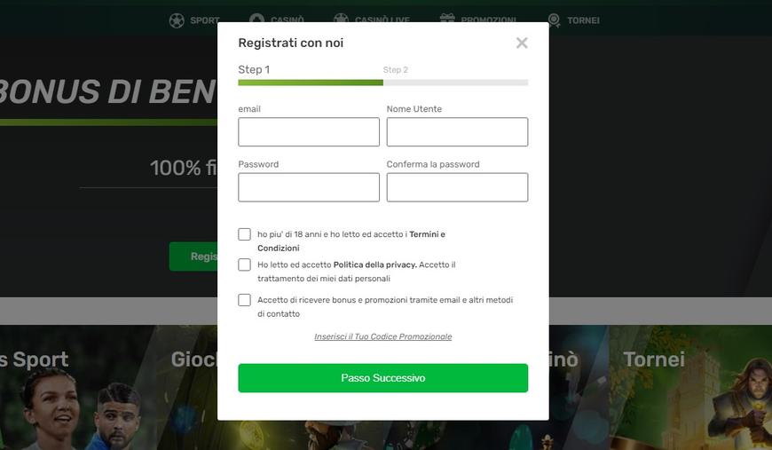 Registrarsi su CampoBet