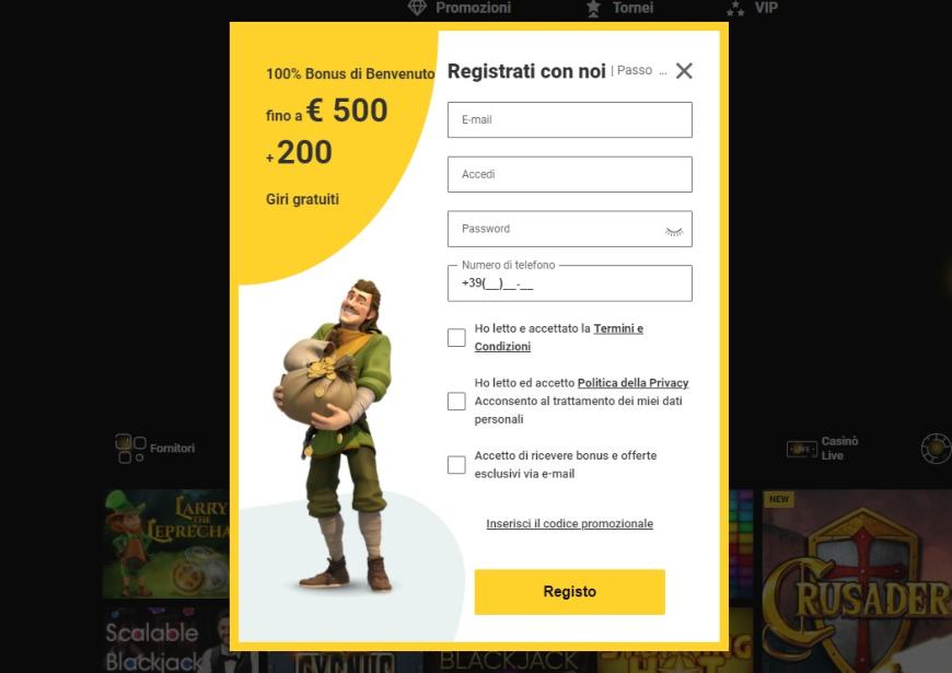 Registrarsi su Zet Casino