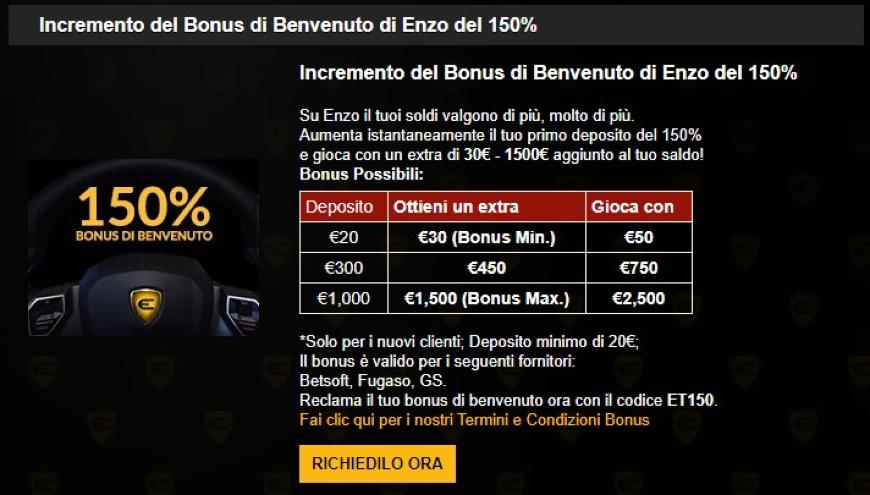 Enzo Casinò bonus