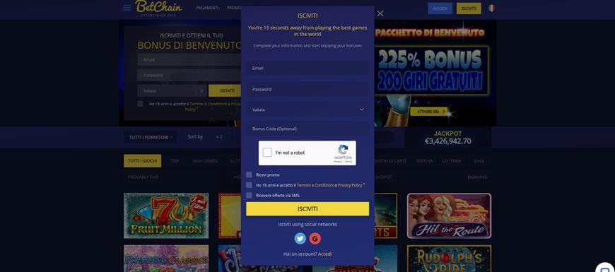 Come registrarsi su BetChain?