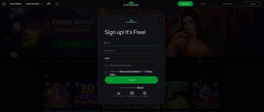Registrarsi su KatsuBet