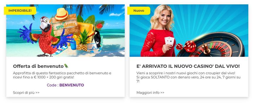 Bonus presenti su Spin Samba