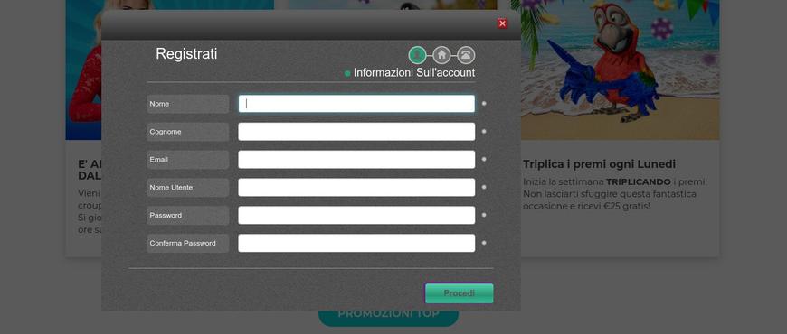 Registrarsi su Spin Samba Casino