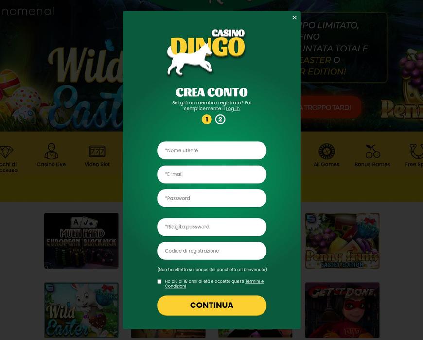 Come registrarsi su Dingo Casino